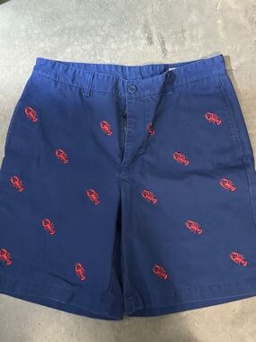 Vineyard Vines Lobster Embroidered Shorts Blue Size 33 Classic Fit Preppy